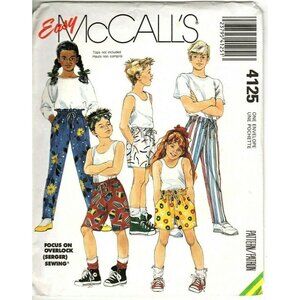 McCall's 4125 Girls or Boys S to L Pants or Shorts With Pockets Vintage 1989